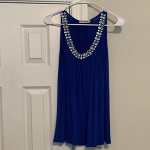 Blue Tank with Rhinestones L